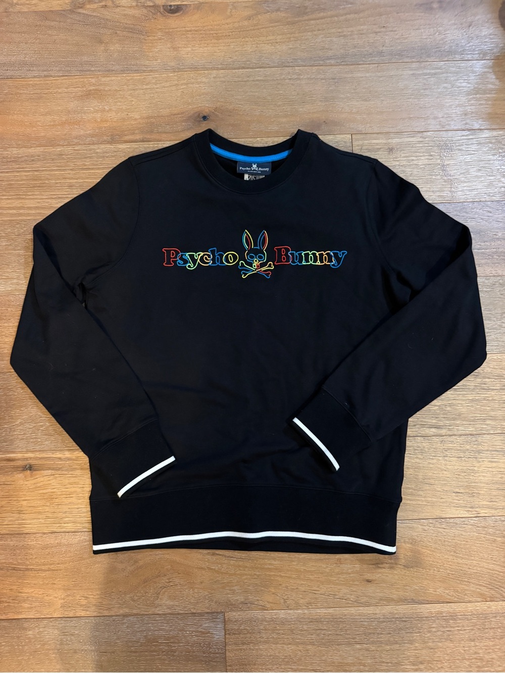 Psycho Bunny Men's Black Pullover Crew Neck Sweatshirt Embroidered Logo S